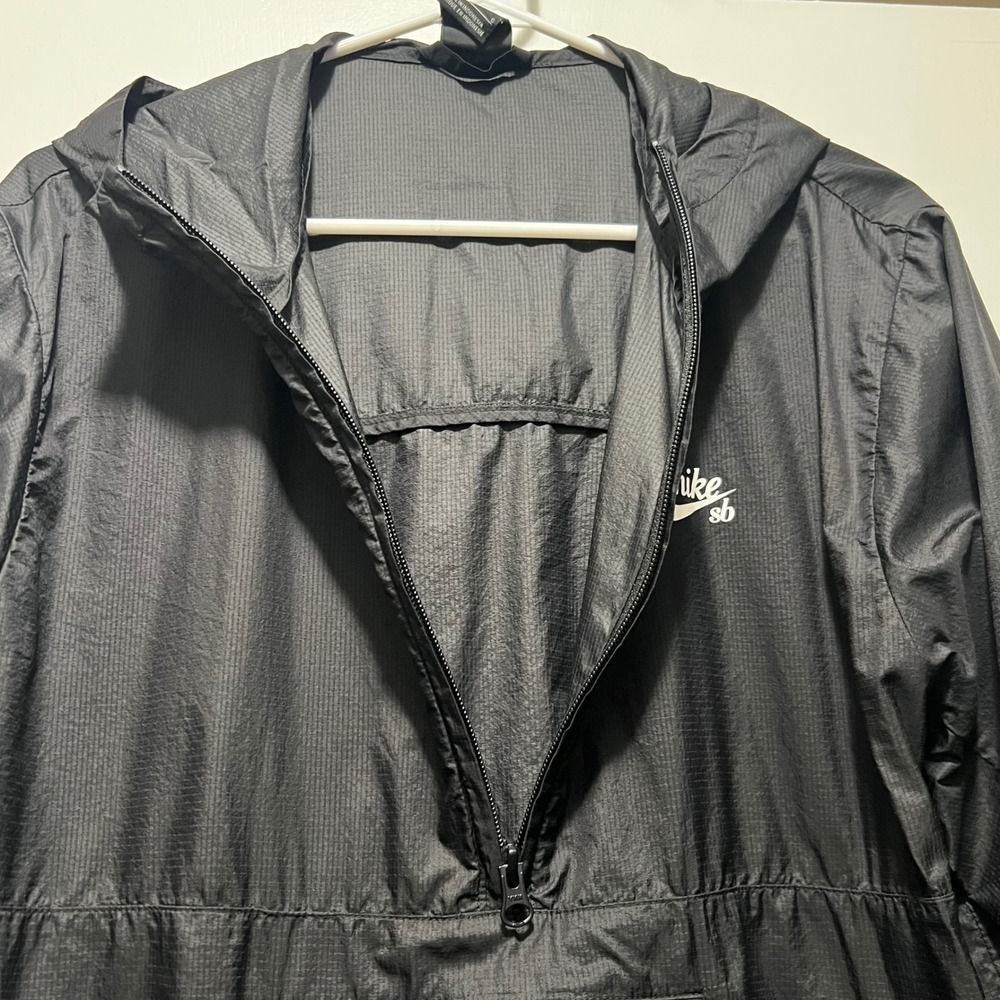 Nike SB Mens Black Ripstop Half Zip Windbreaker Anorak Jacket Large